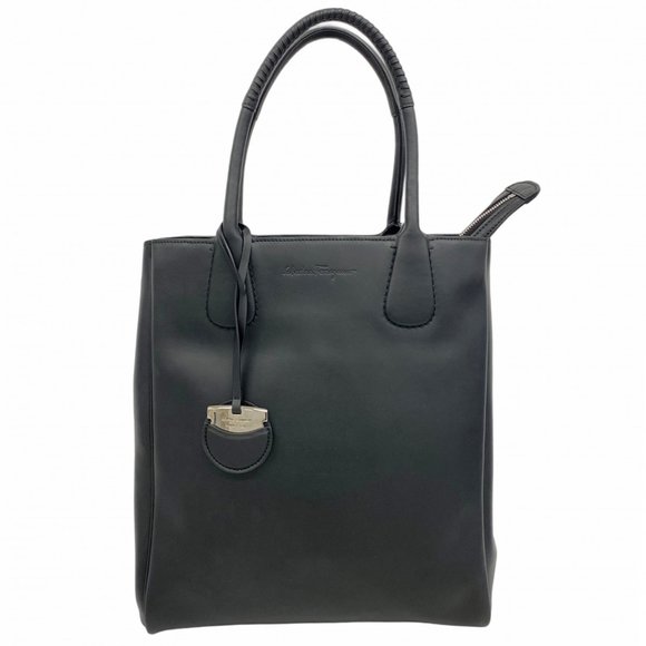 Salvatore Ferragamo Gancini Leather Tote Bag, Black, Women's, P1291732 - Picture 1 of 11